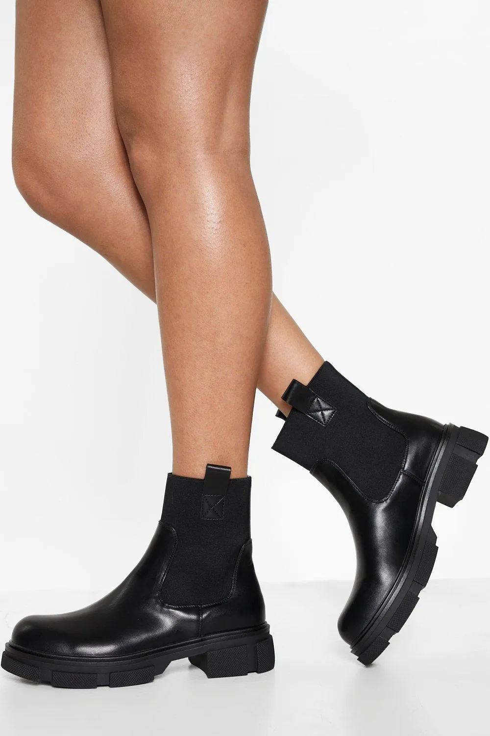 Tab Detail Chunky Chelsea Boots