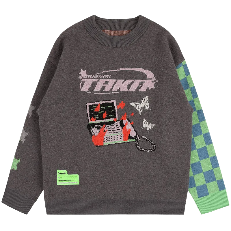 TAKA Original [ Eternet 001] Cyberweb checkboard knit jumper