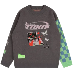 TAKA Original [ Eternet 001] Cyberweb checkboard knit jumper