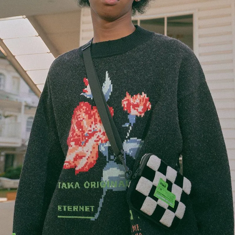 TAKA Original [ Eternet 001] pixel floral crewneck  knit jumper