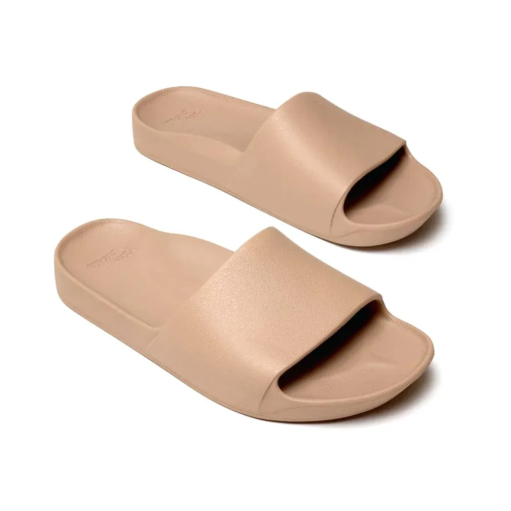 Tan Slides by Archie - Shop Now.