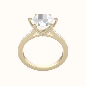 Tapered Channel Set Engagement Ring With Petal Six Prong Head