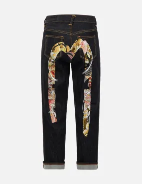 Tattoo Koi Pattern Brushstroke Daicock Embroidery Relax-Fit Jeans