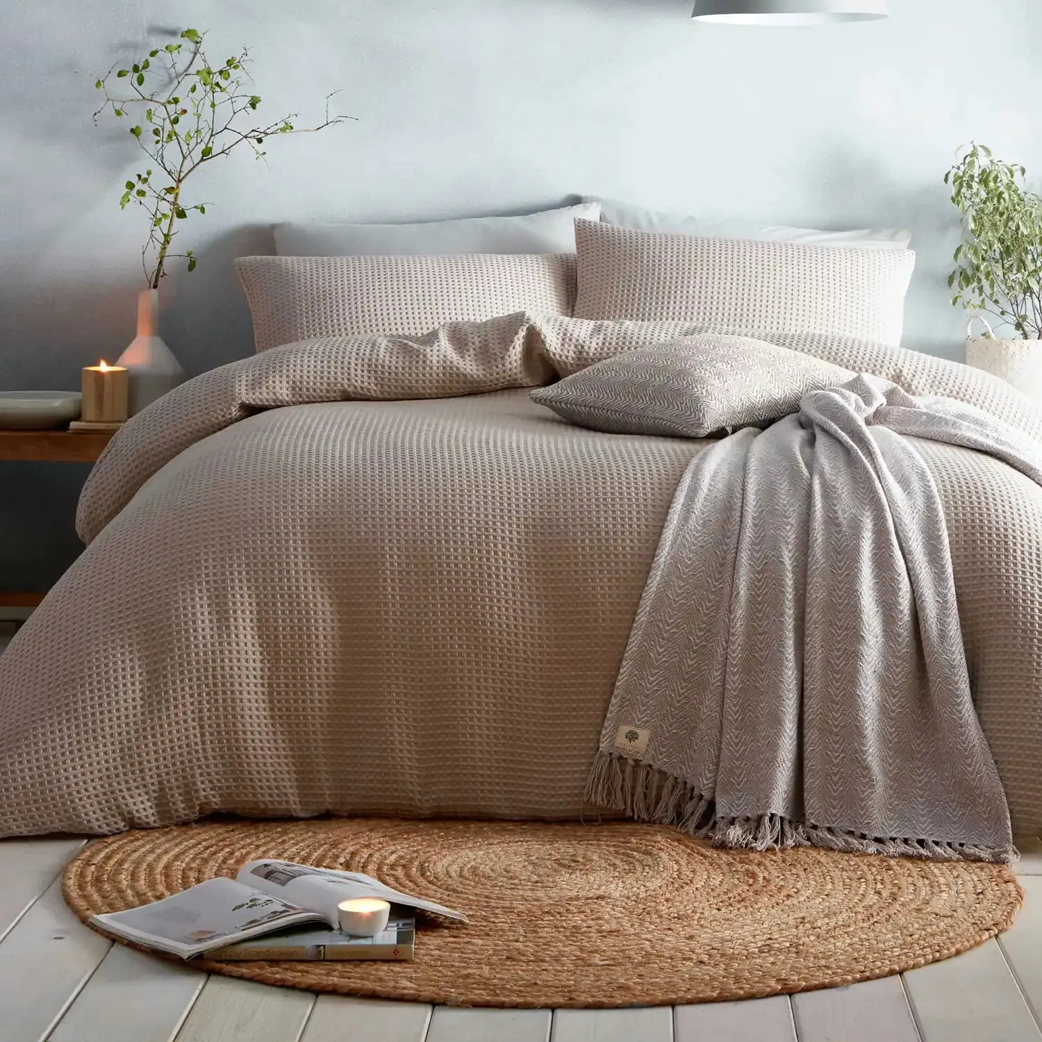 Textured Waffle Duvet Cover Set