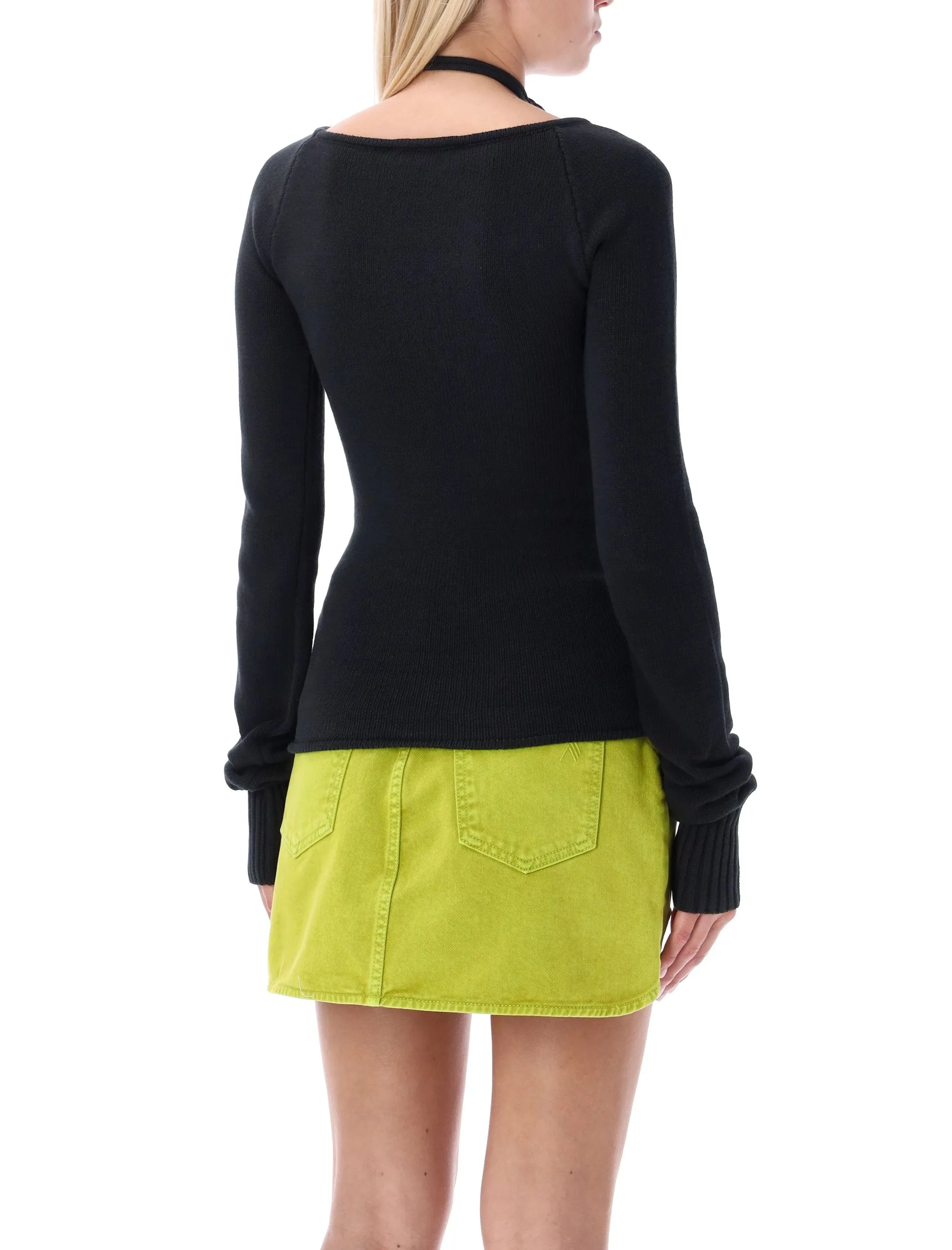 Attico Tie-Neck Knit Top