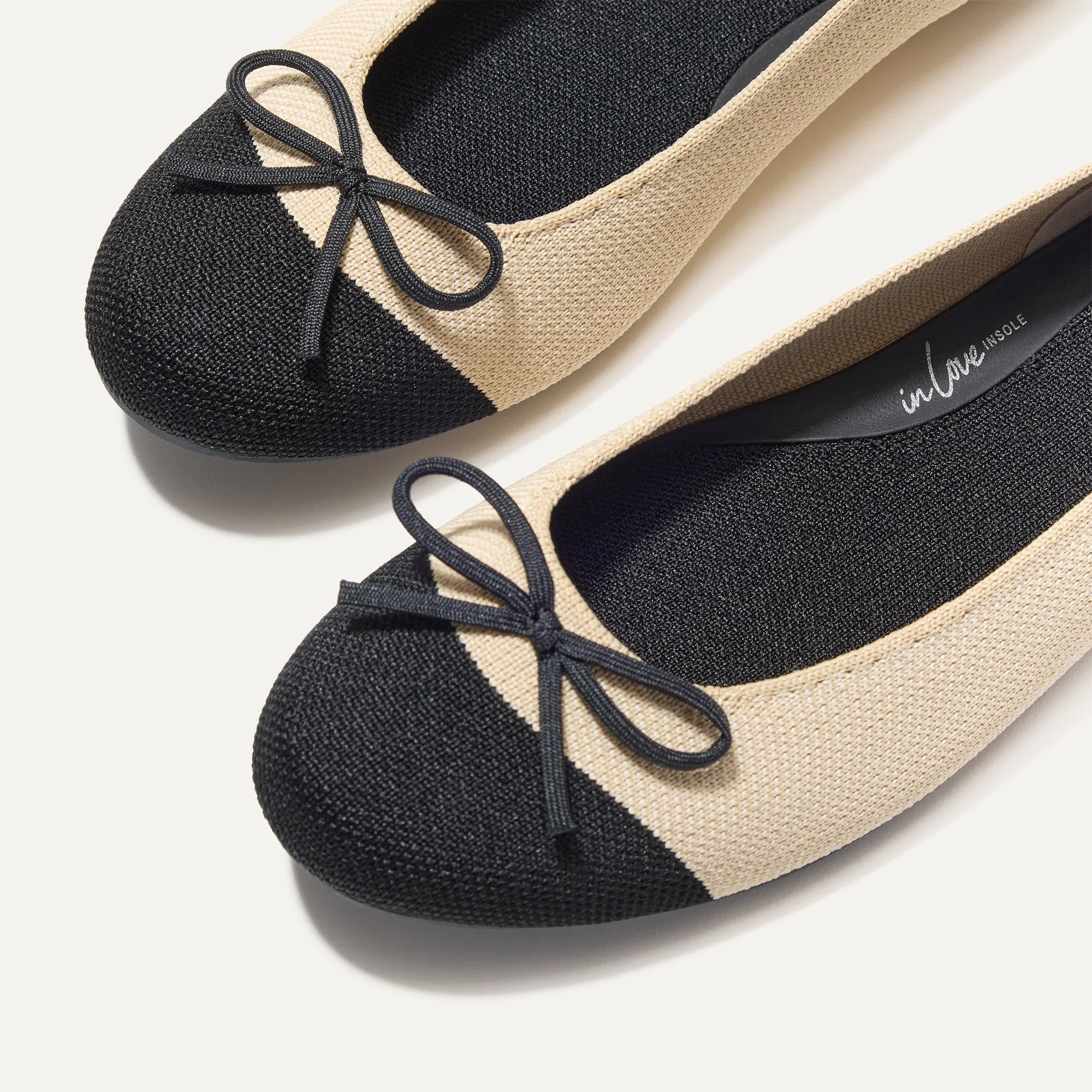 The Ballet Flat in Cream Captoe