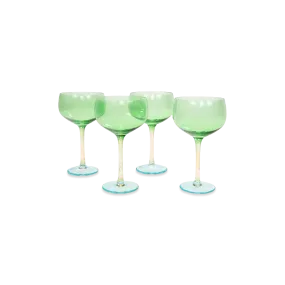 The Trio Coupe, Set of 4 - Meadow / Glass