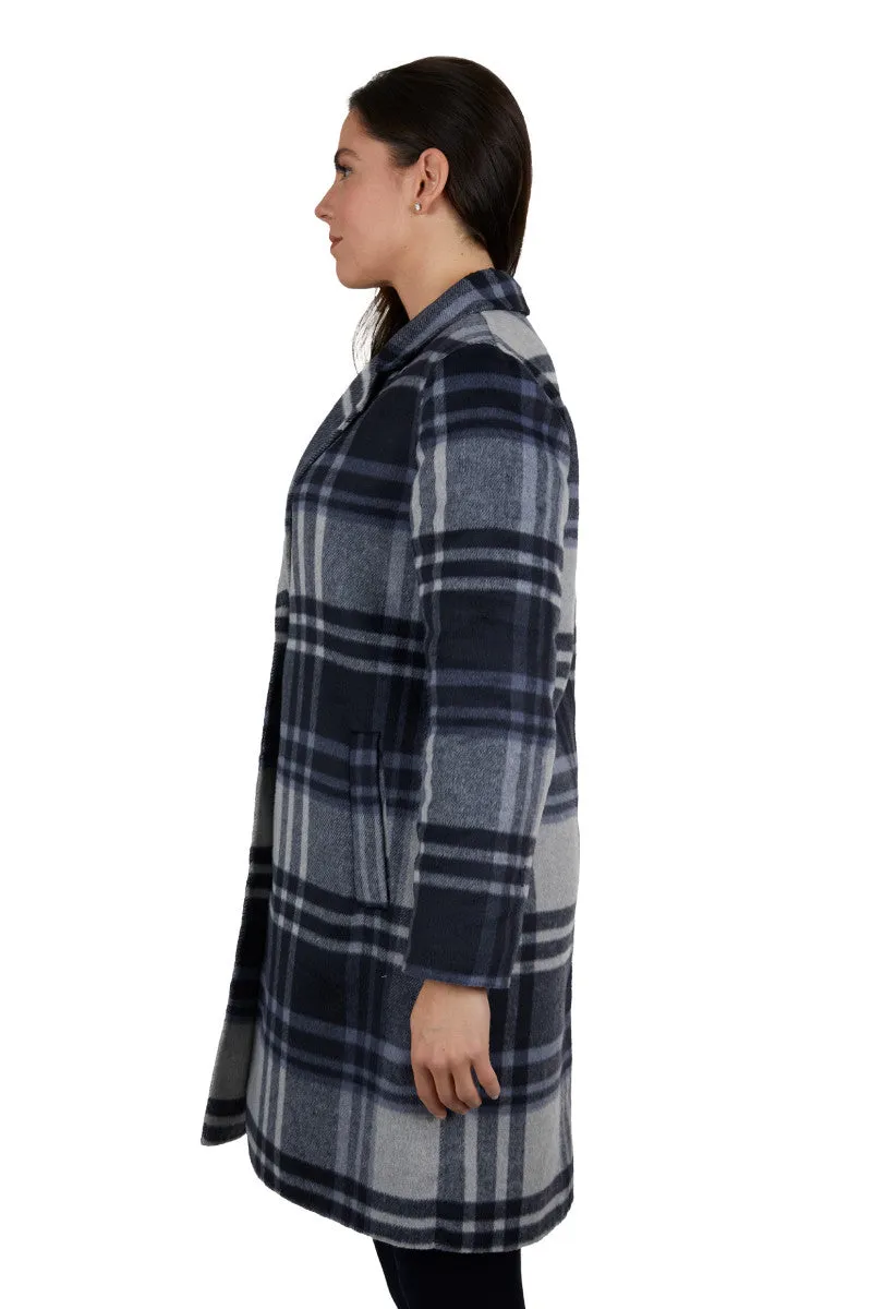 Ladies' Navy Check Leicester Coat by Thomas Cook