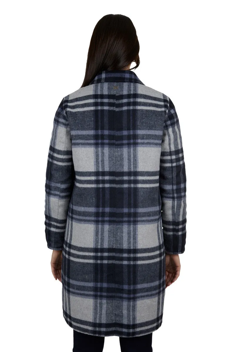 Ladies' Navy Check Leicester Coat by Thomas Cook