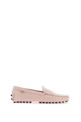 Tod's Crocodile Print Leather Driving Moccas   Pink