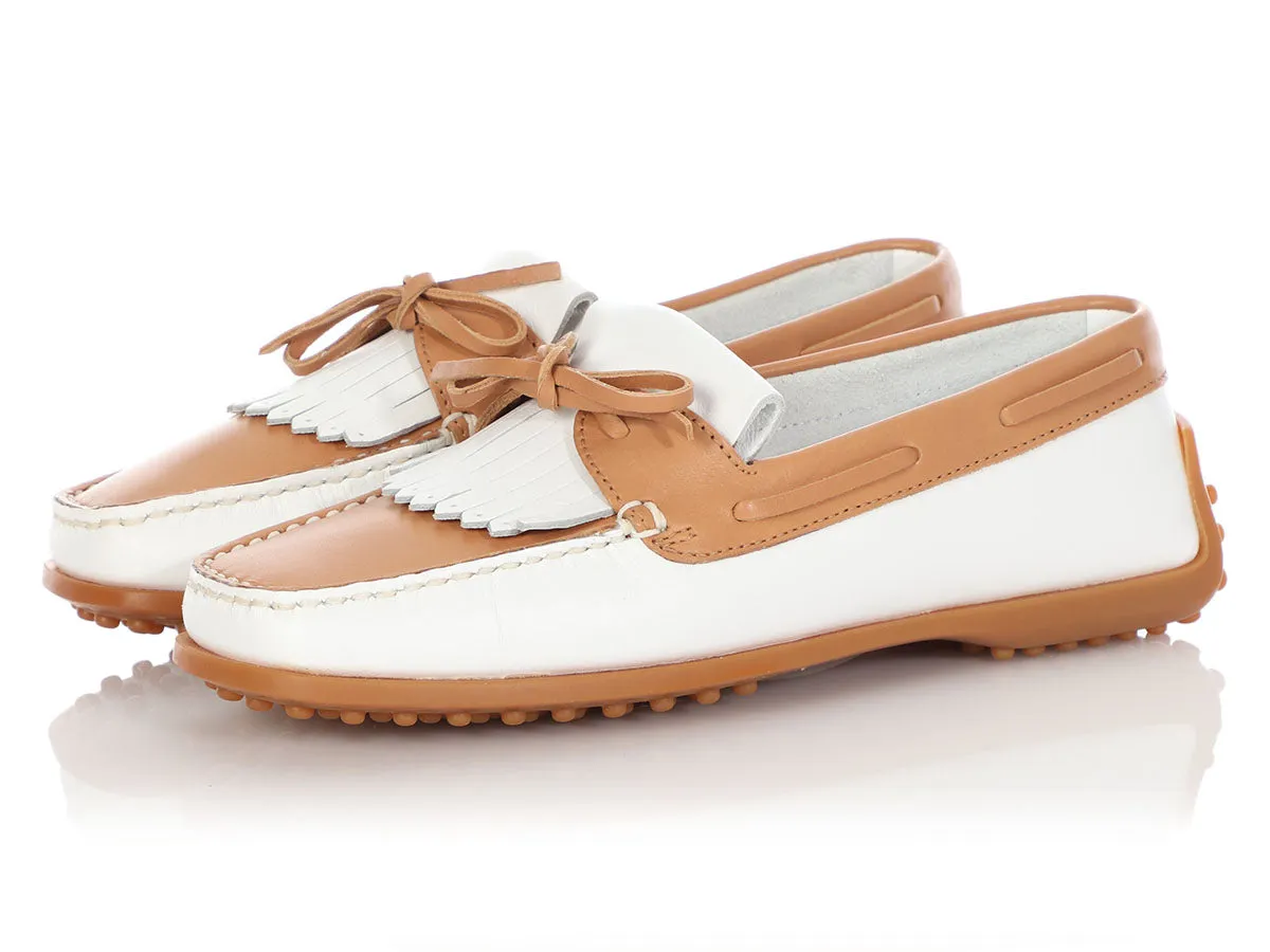 White and Tan Tod's Moccasins