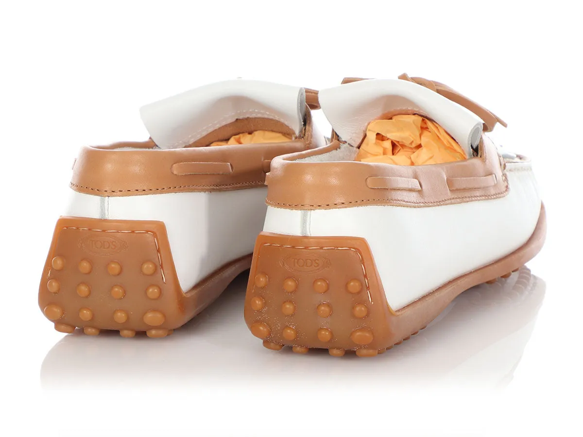 White and Tan Tod's Moccasins