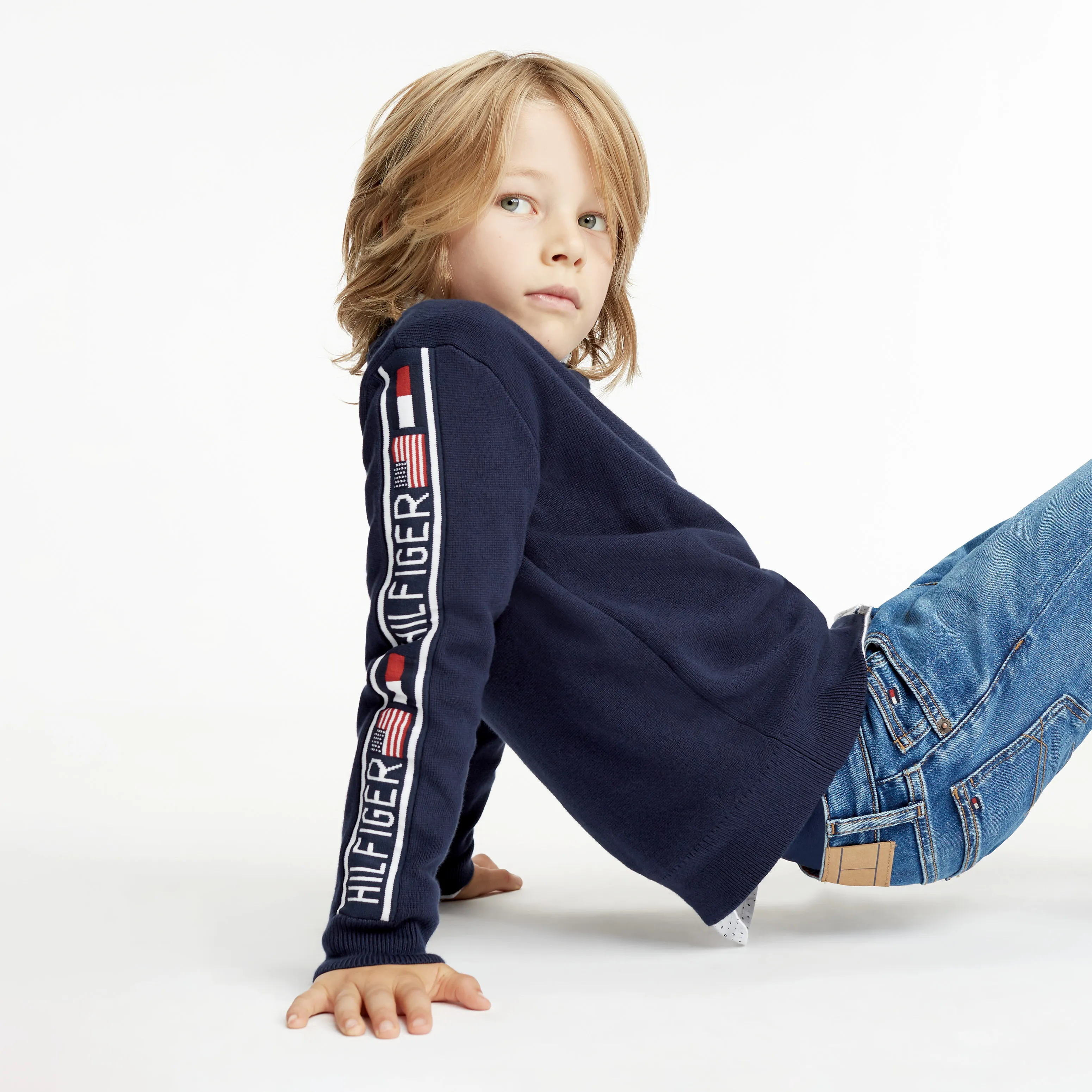 Tommy Hilfiger Boys Cotton Logo Sweatshirt Jumpers