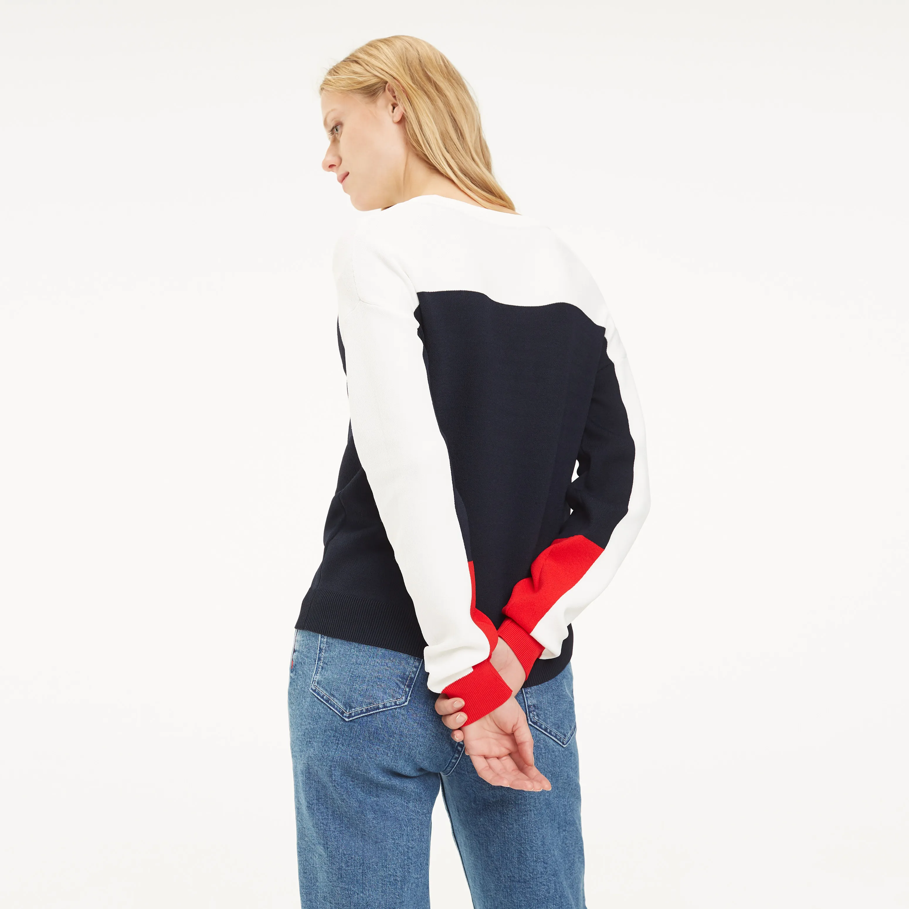 Tommy Hilfiger Crew Neck Jumper with Color Block Design