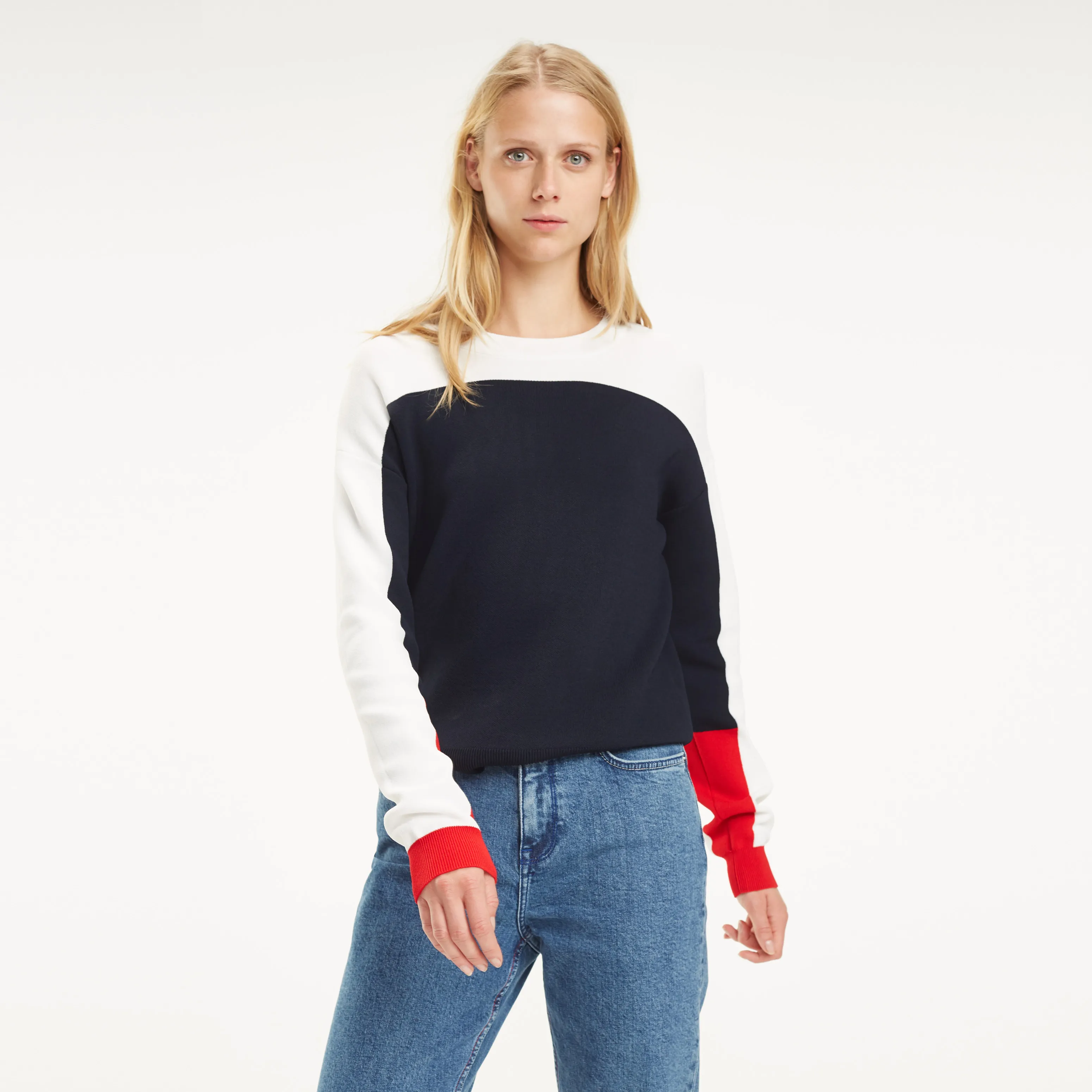 Tommy Hilfiger Crew Neck Jumper with Color Block Design