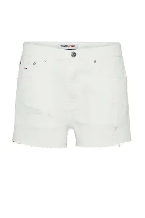 Tommy Hilfiger Women's White Denim Flag Logo Shorts