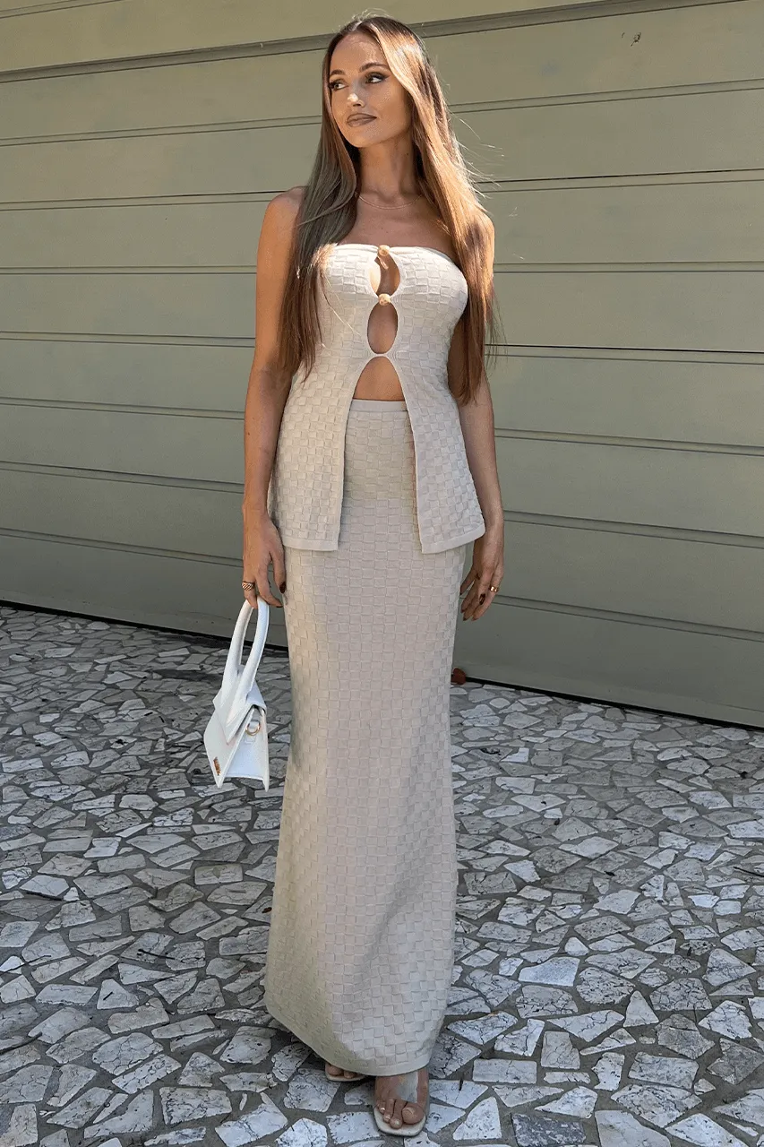 Trendy Sand Maxi Skirt - Tanya