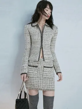 Tweed Slim Classy Suit Jacket&Mini-Skirt