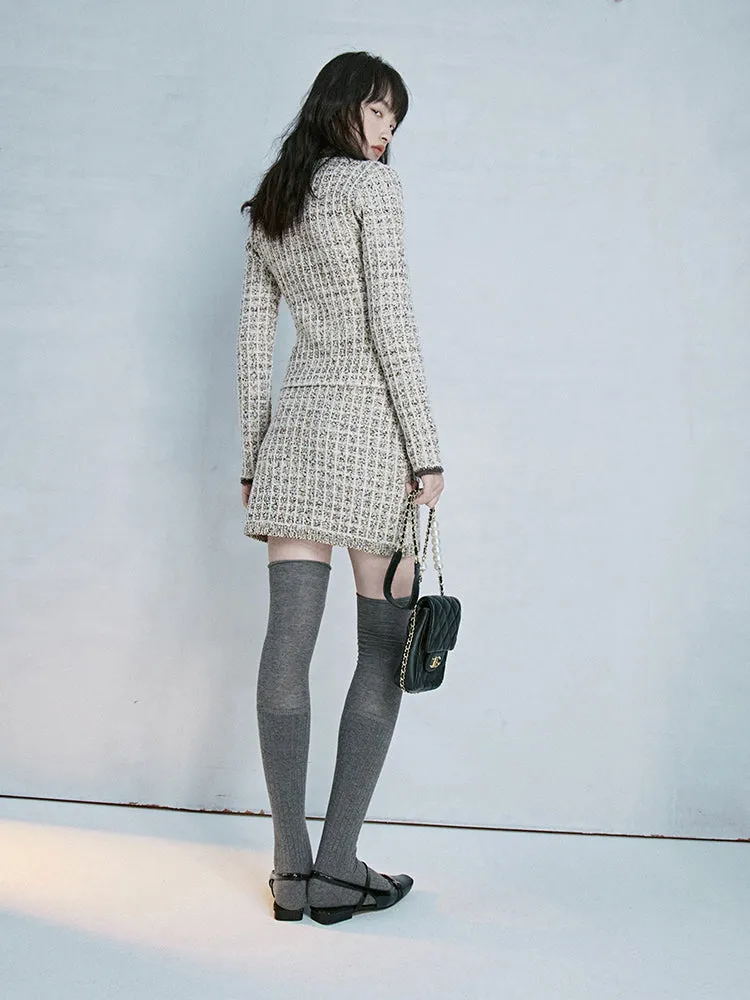 Tweed Slim Classy Suit Jacket&Mini-Skirt