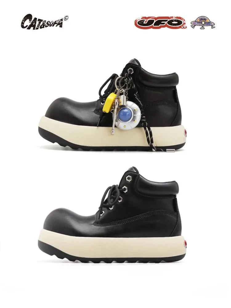 [UFO Series] Cat and Sofa/New Ugly Big Boots Classic Black Thick-soled Couple Martin Boots