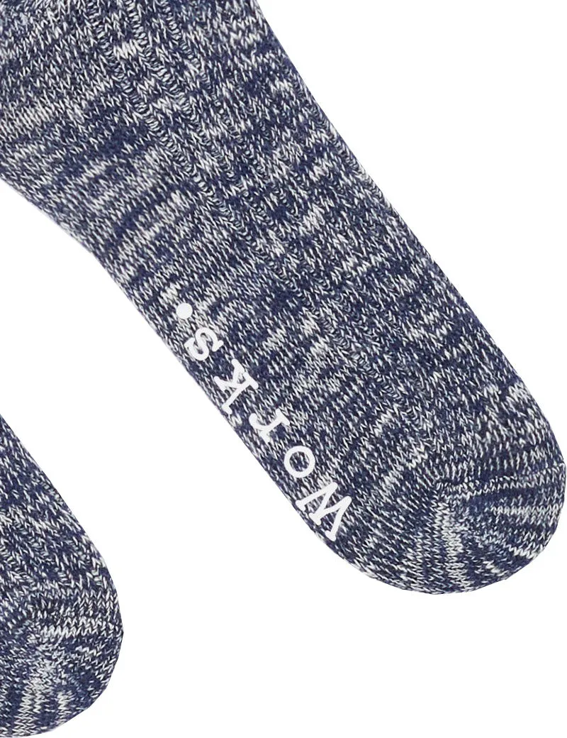 Universal Works Slub Socks Navy Knit