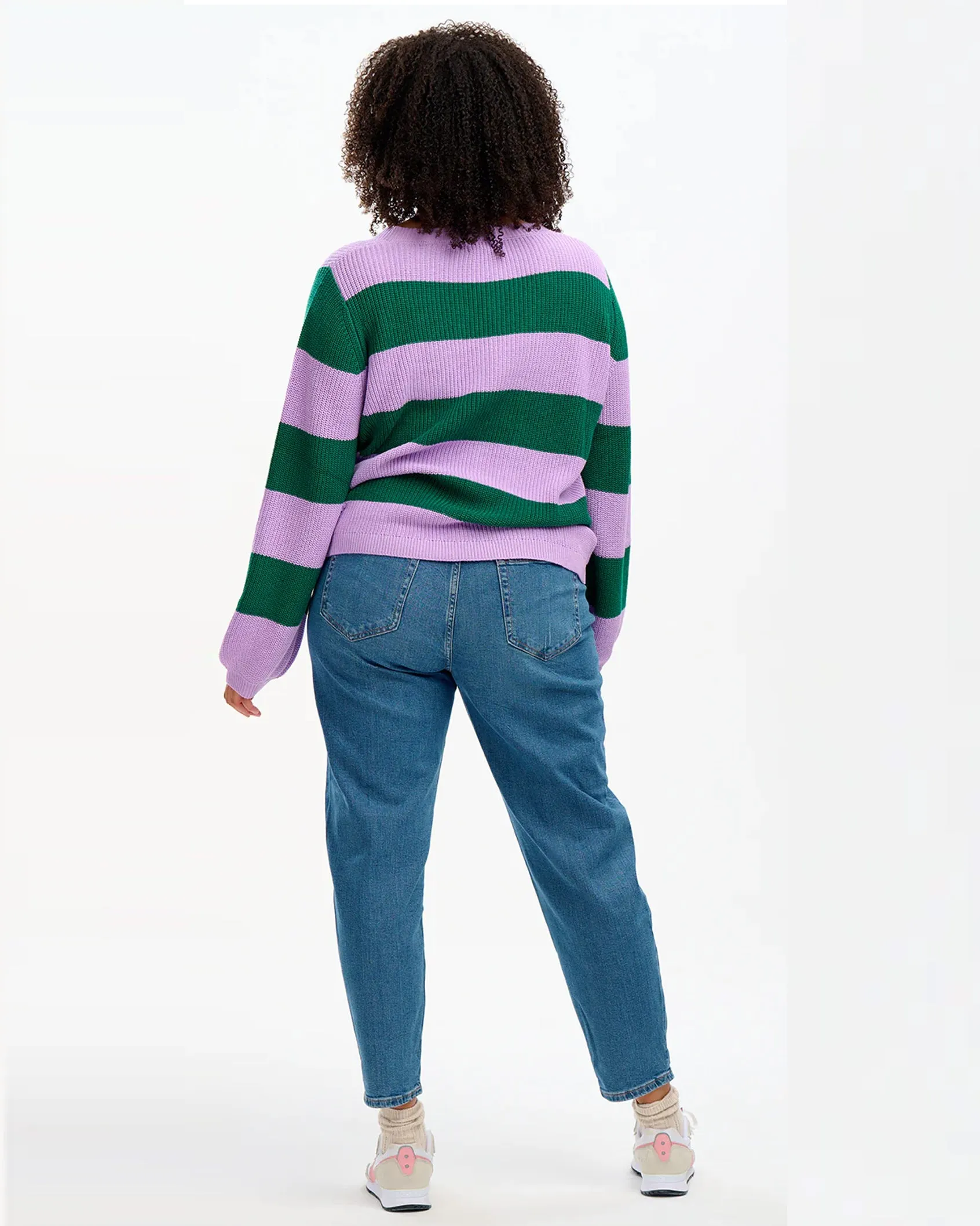 V Neck Knit Rashina Lilac & Green Stripe