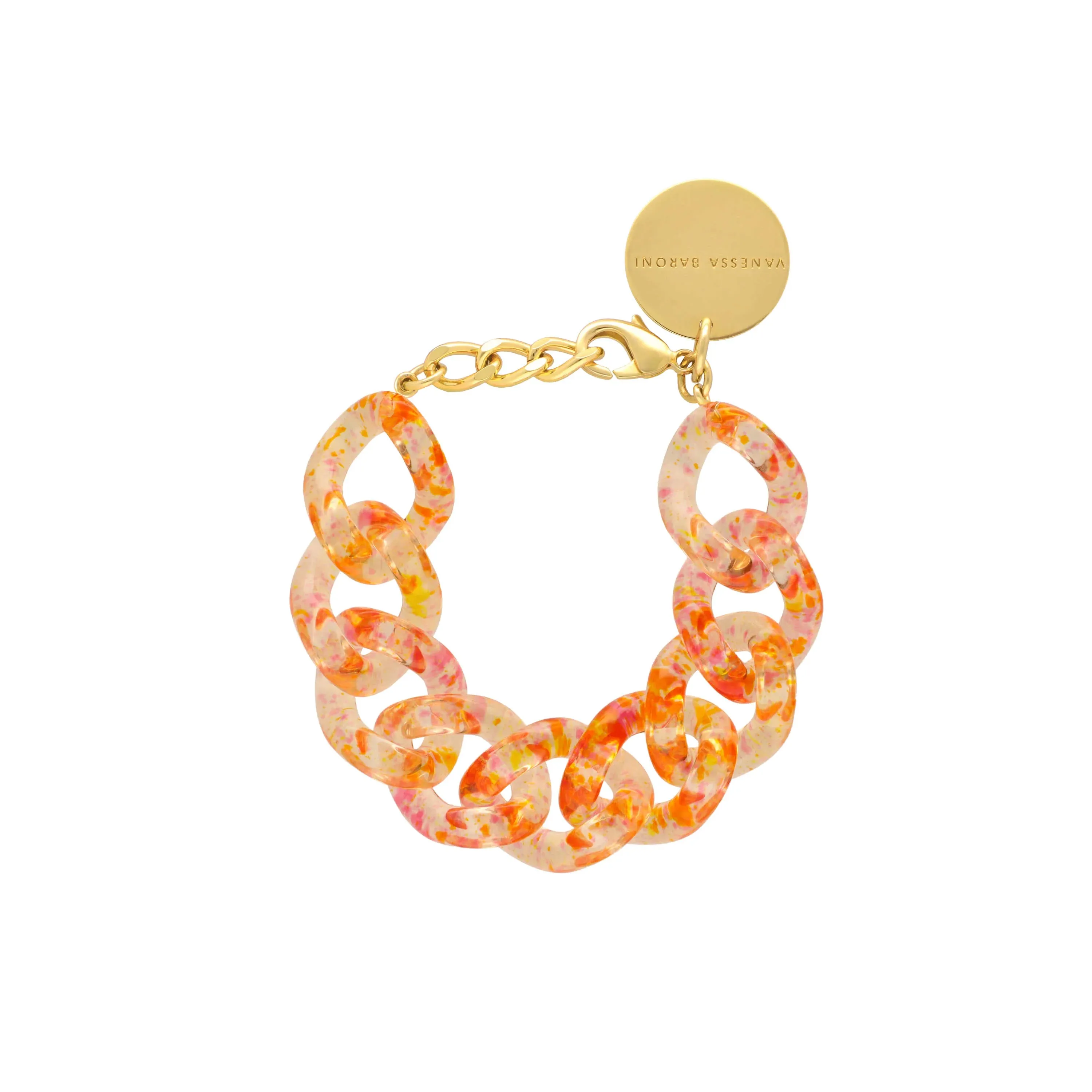 Vanessa Baroni Orange Confetti Flat Chain Bracelet