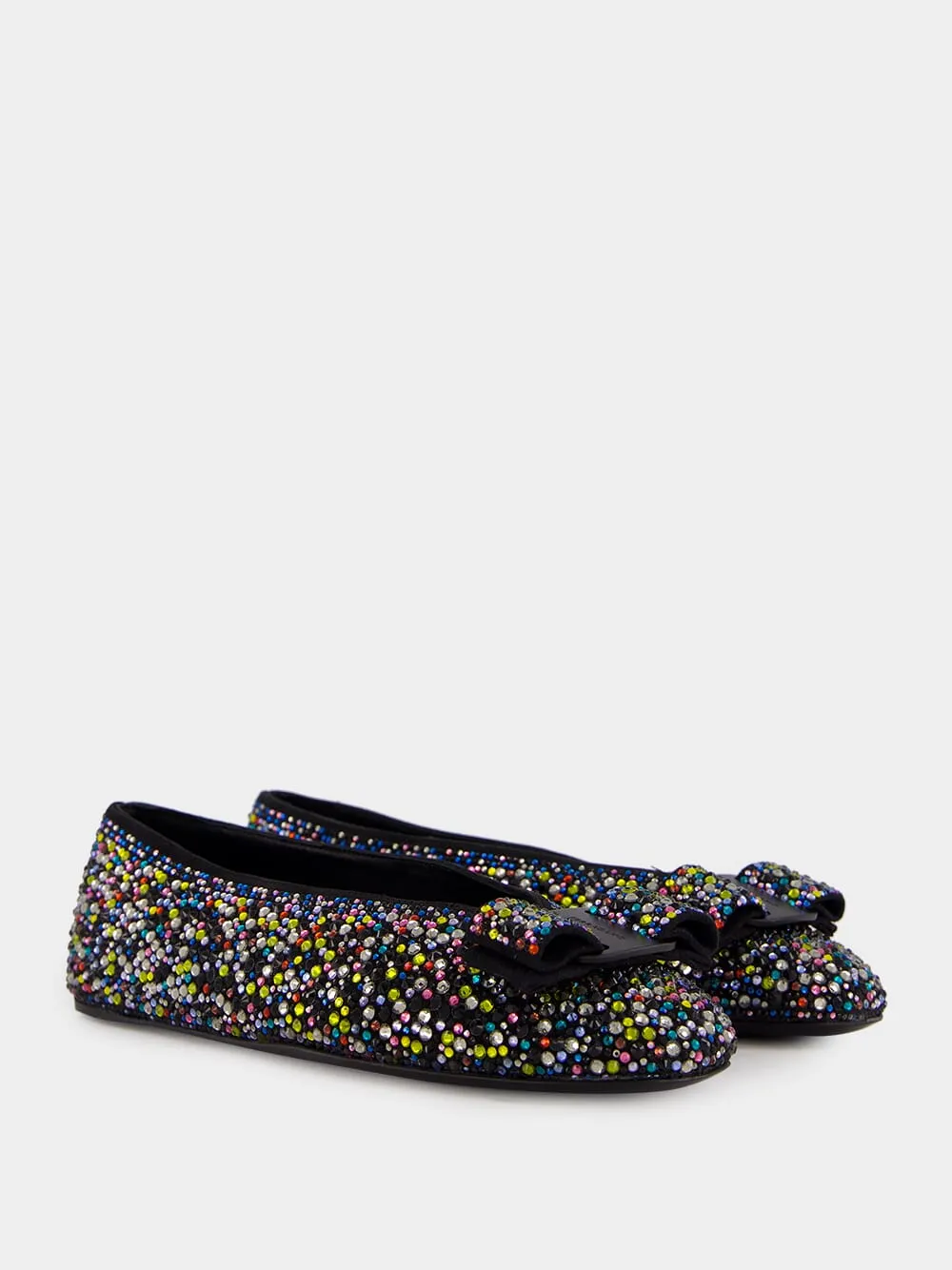 Vara Bow Crystal-Embellished Ballet Flat