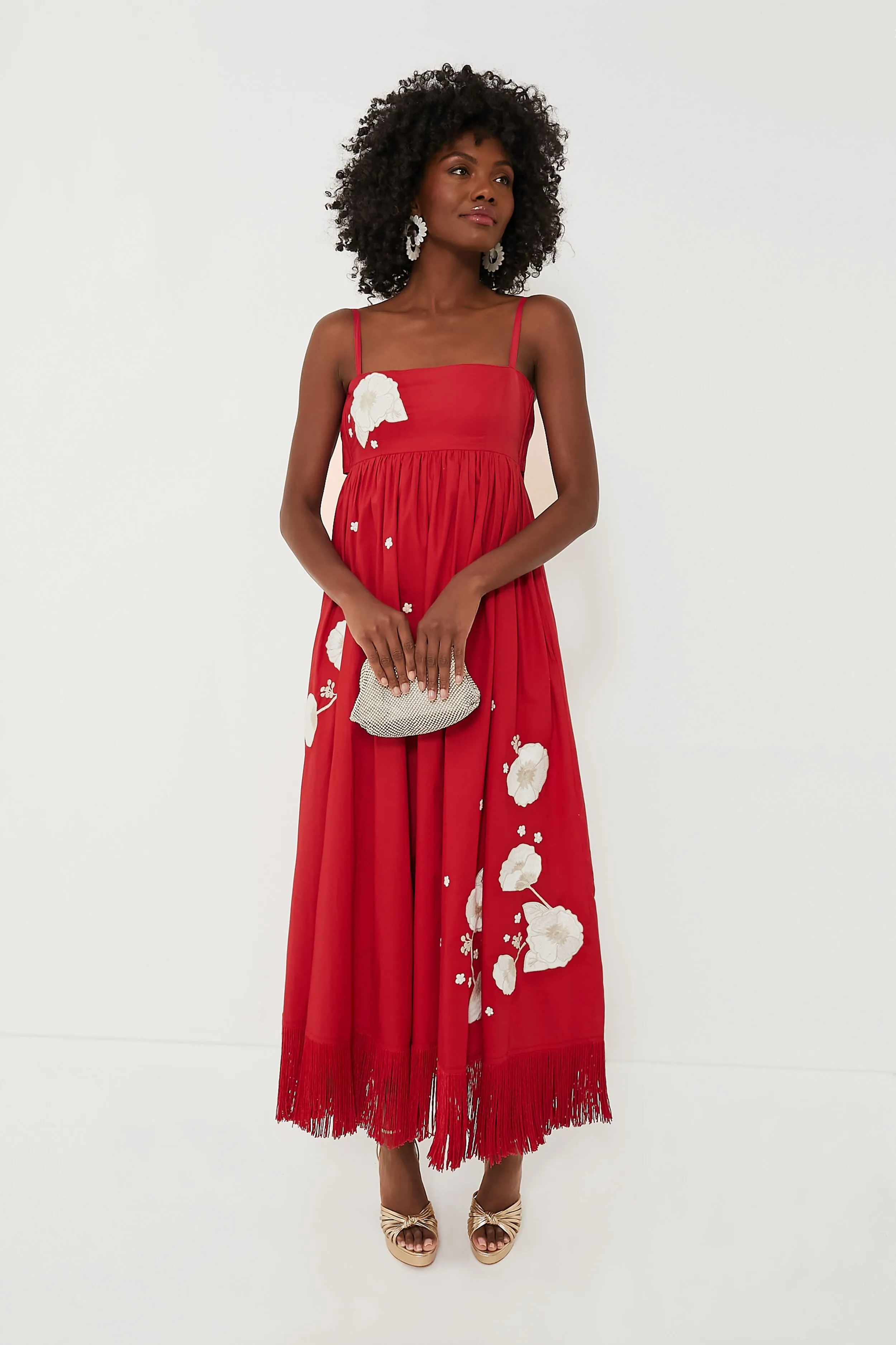 Venetian Red with Embroidery Gavin Midi Dress