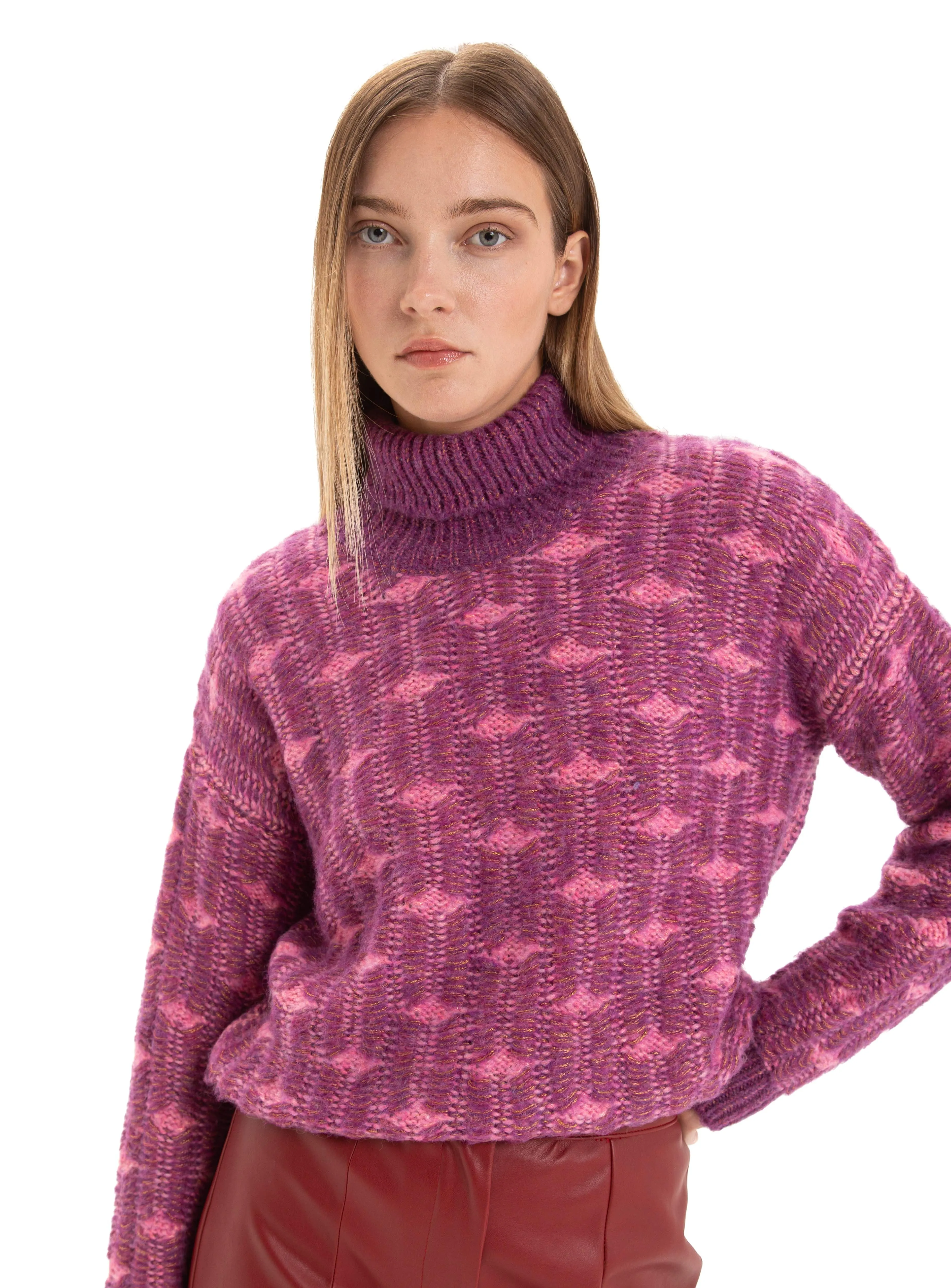 VERMONT PURPLE TURTLE NECK KNIT