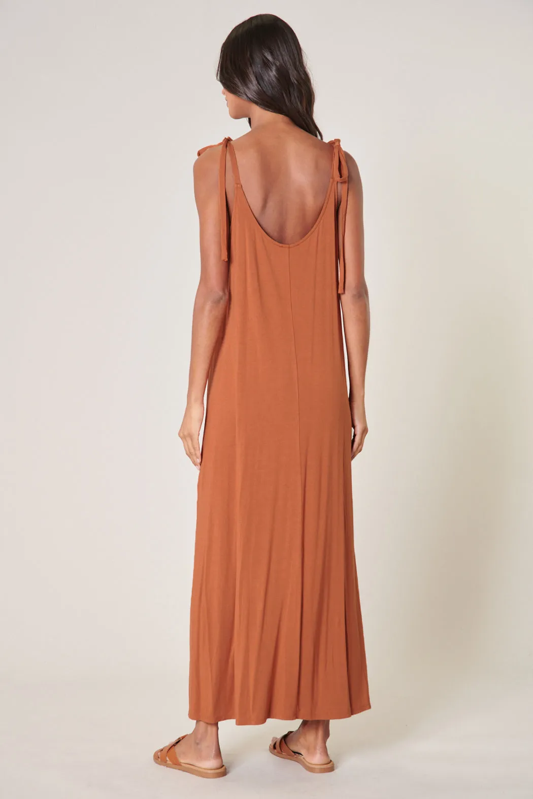 Verona Tie Strap Jersey Knit Maxi Dress