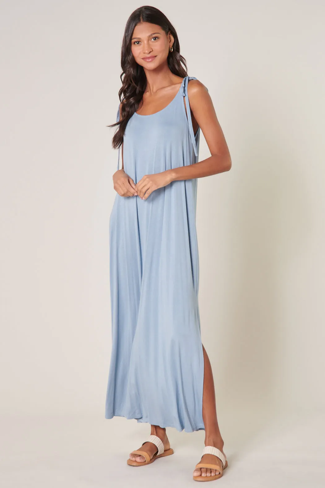 Verona Tie Strap Jersey Knit Maxi Dress