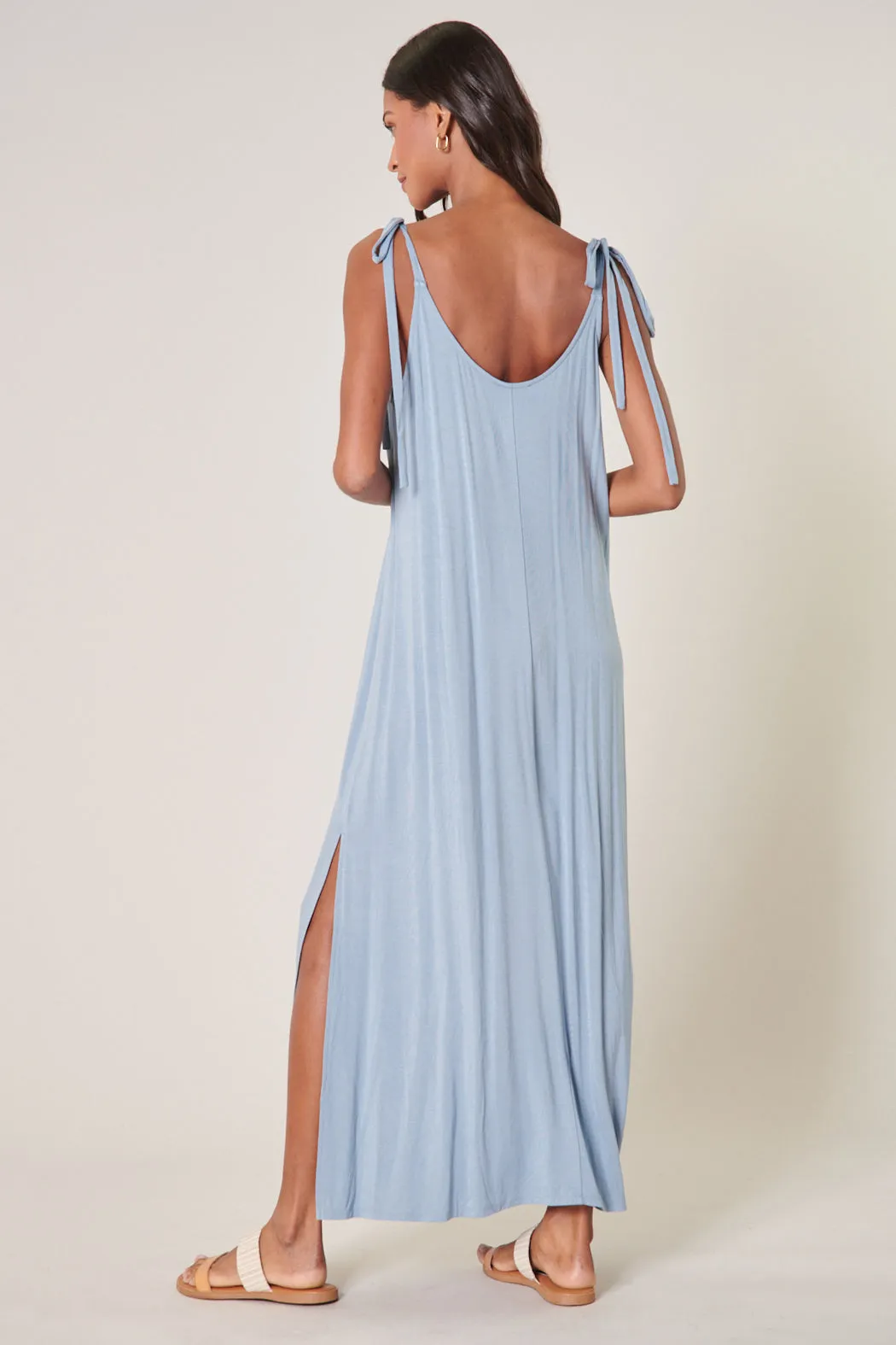 Verona Tie Strap Jersey Knit Maxi Dress