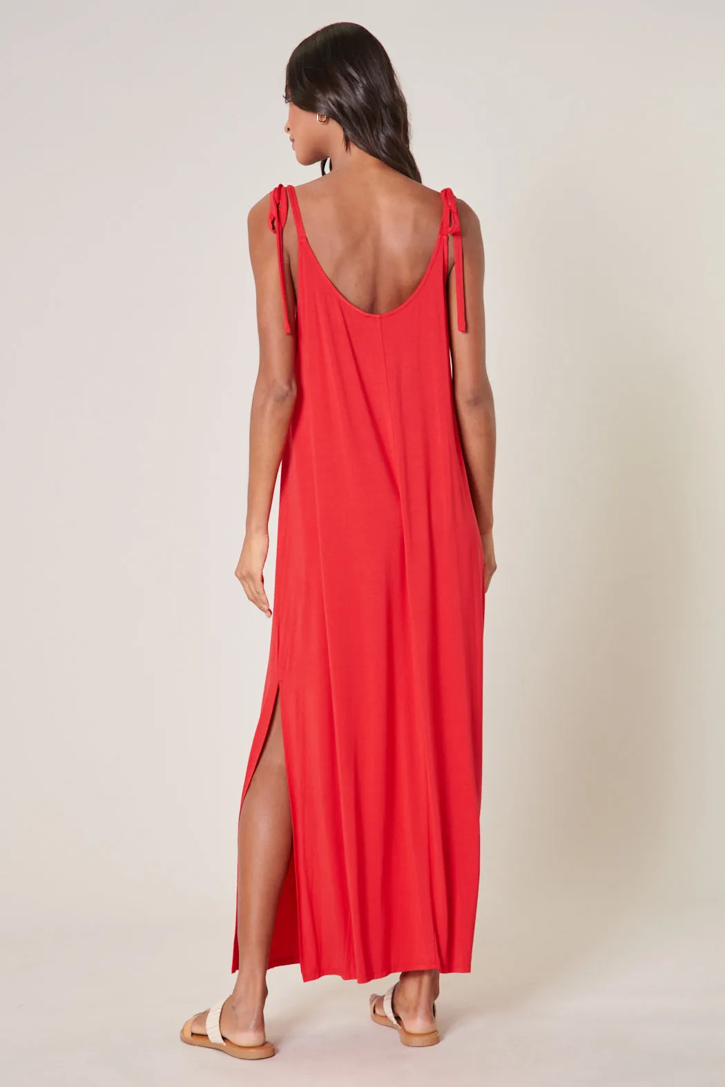 Verona Tie Strap Jersey Knit Maxi Dress