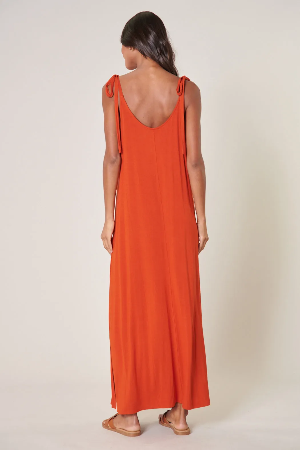 Verona Tie Strap Jersey Knit Maxi Dress