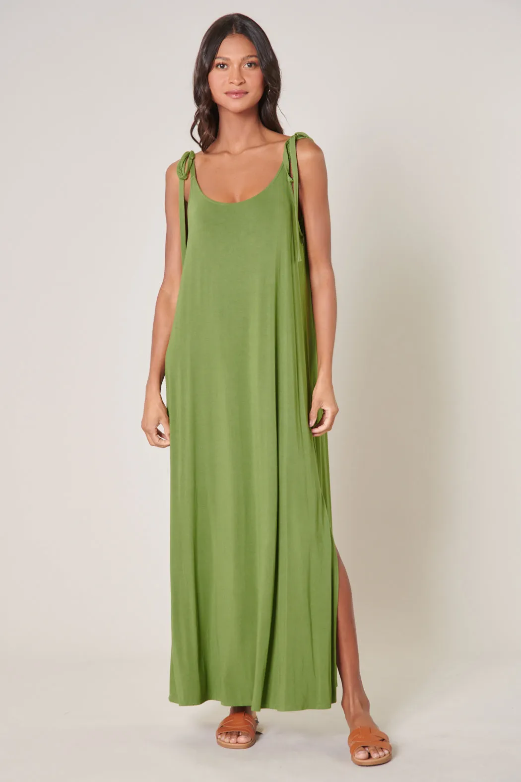 Verona Tie Strap Jersey Knit Maxi Dress