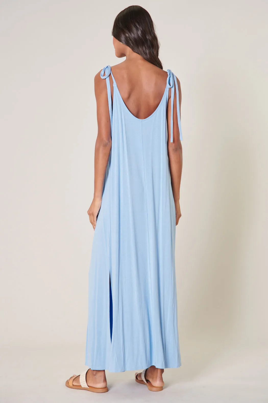 Verona Tie Strap Jersey Knit Maxi Dress