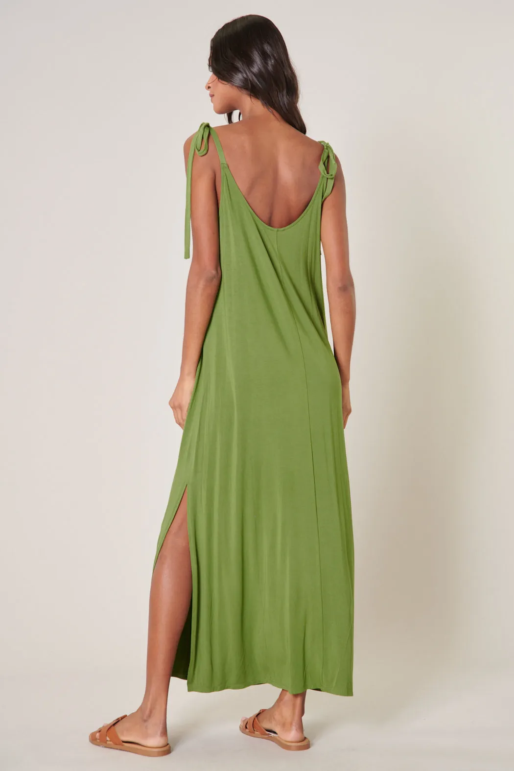 Verona Tie Strap Jersey Knit Maxi Dress