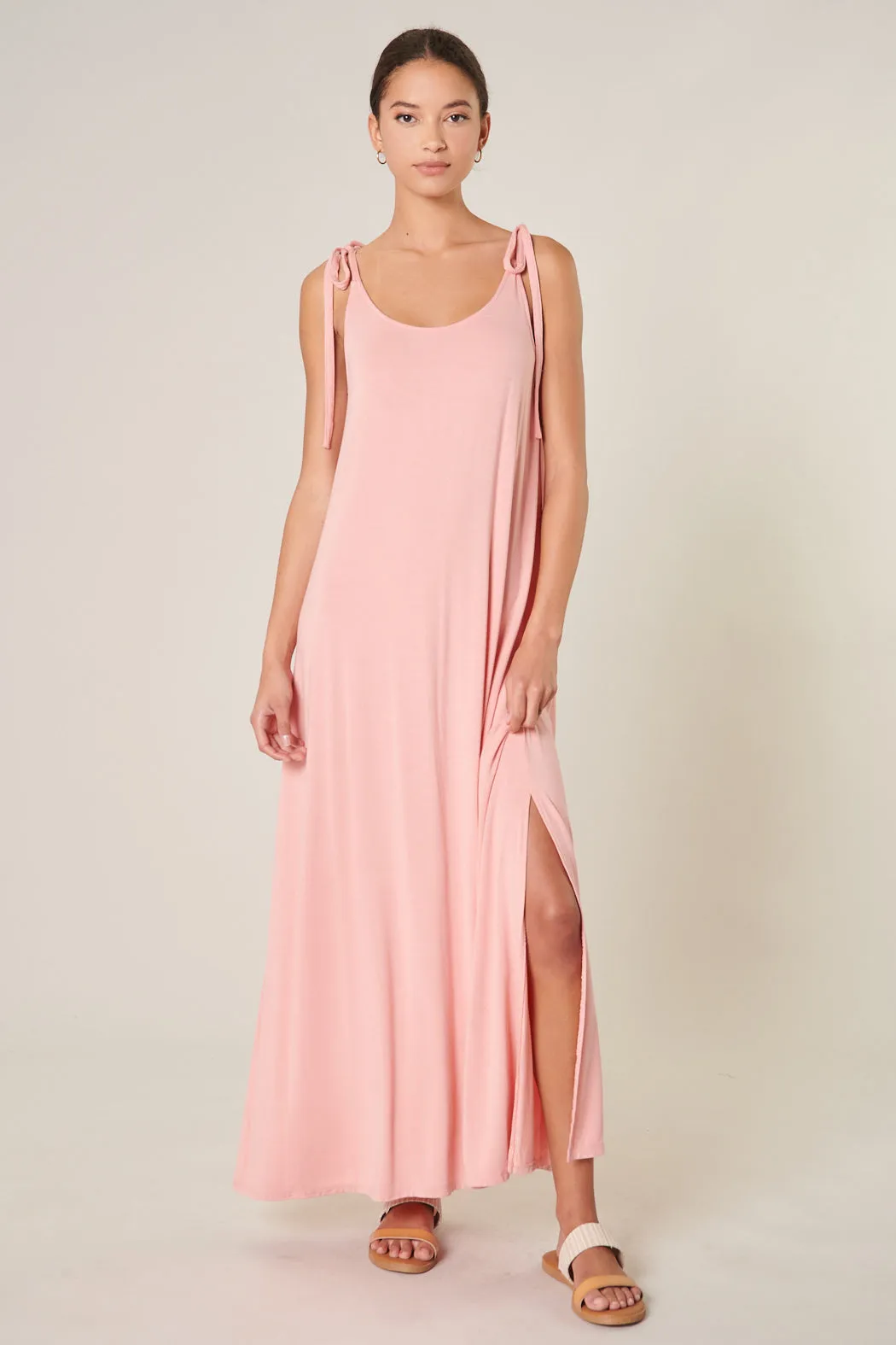 Verona Tie Strap Jersey Knit Maxi Dress