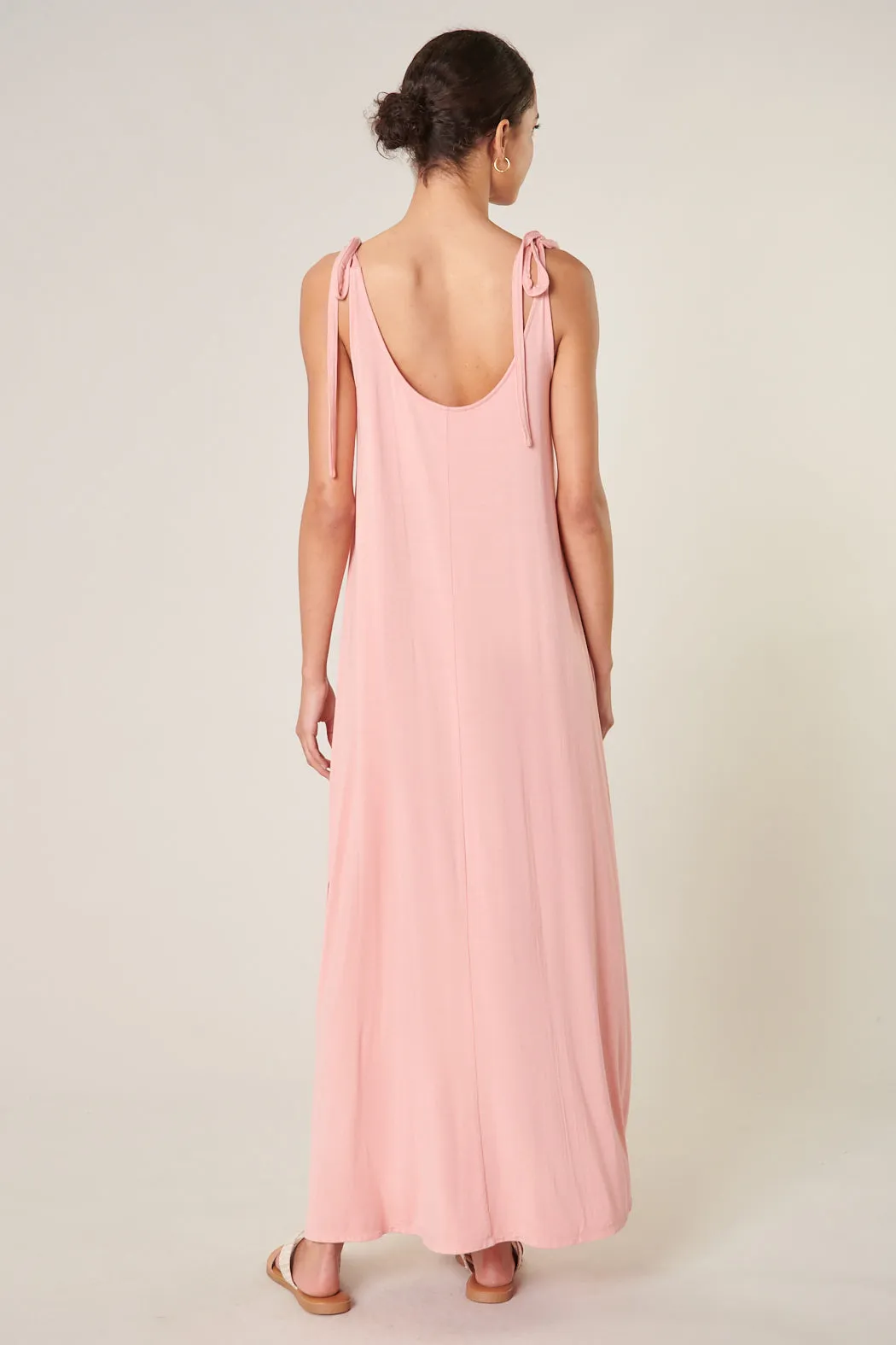 Verona Tie Strap Jersey Knit Maxi Dress