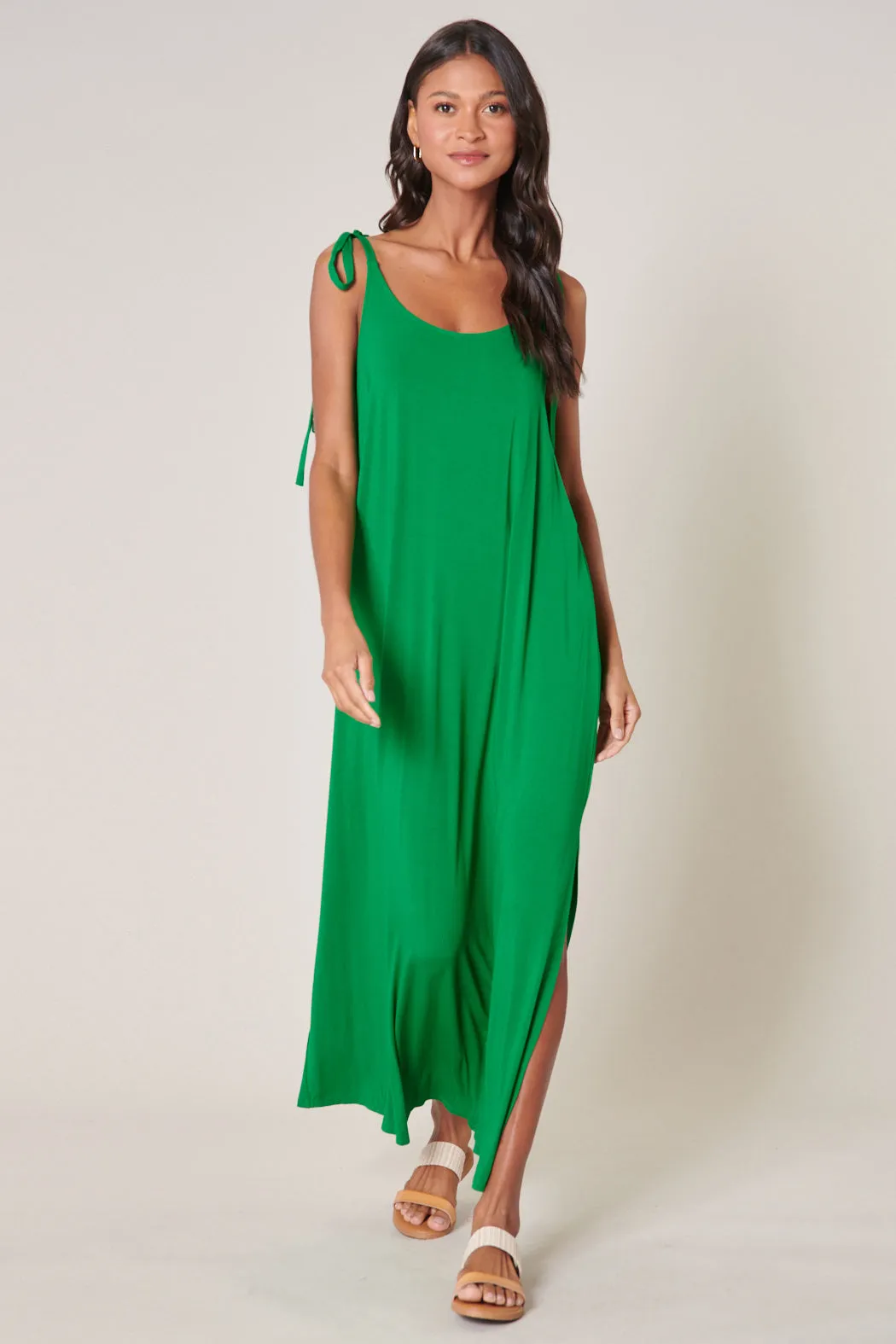 Verona Tie Strap Jersey Knit Maxi Dress