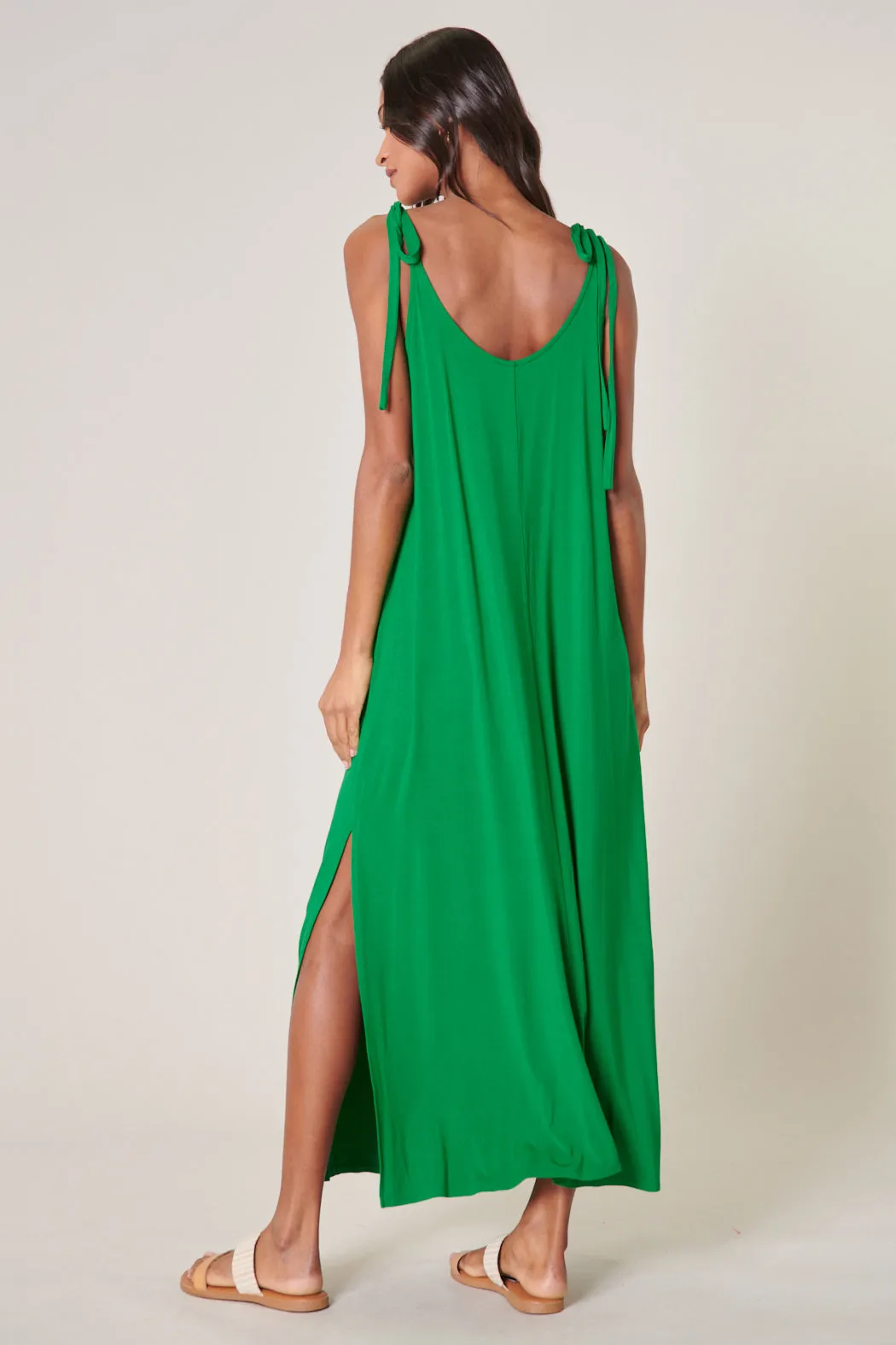 Verona Tie Strap Jersey Knit Maxi Dress