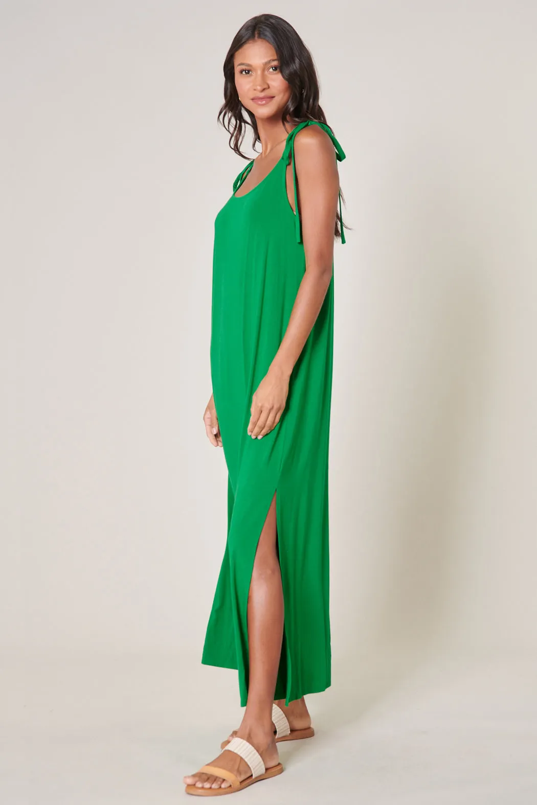 Verona Tie Strap Jersey Knit Maxi Dress