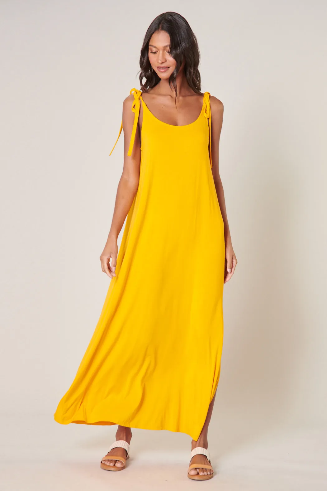 Verona Tie Strap Jersey Knit Maxi Dress