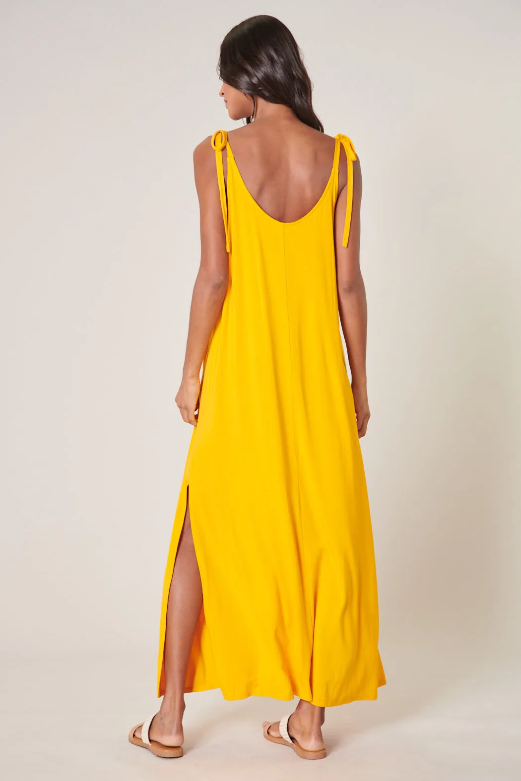 Verona Tie Strap Jersey Knit Maxi Dress