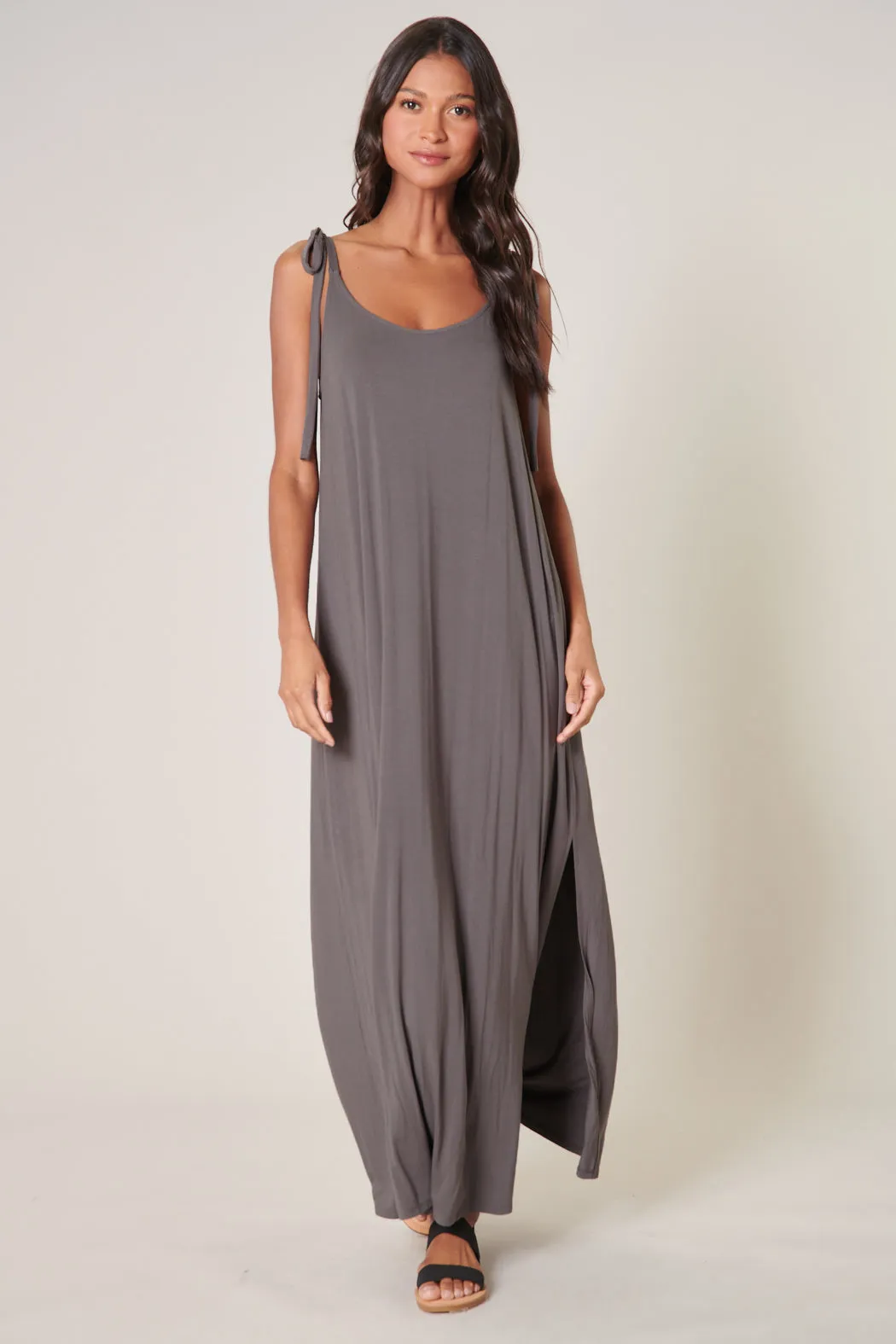 Verona Tie Strap Jersey Knit Maxi Dress