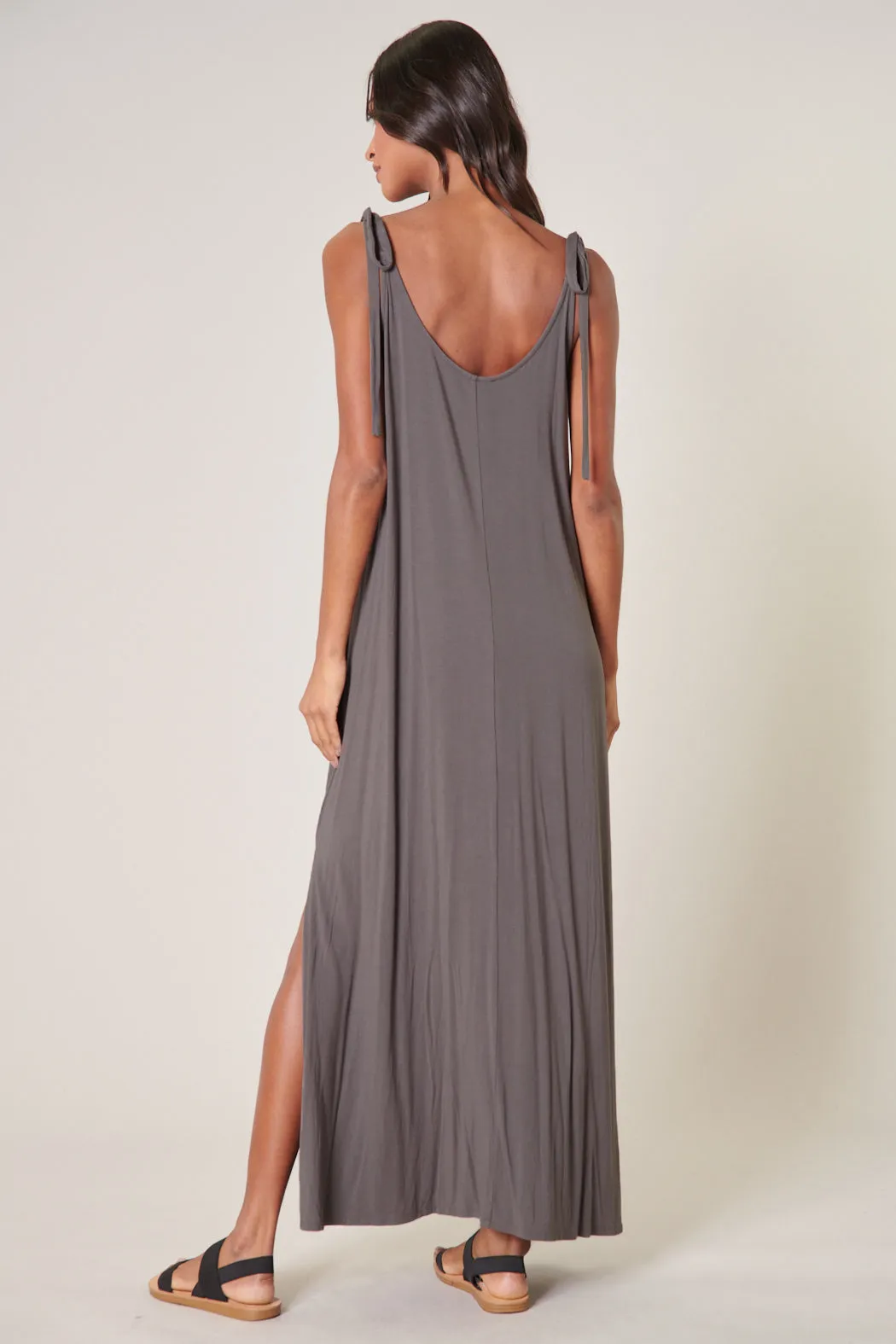 Verona Tie Strap Jersey Knit Maxi Dress