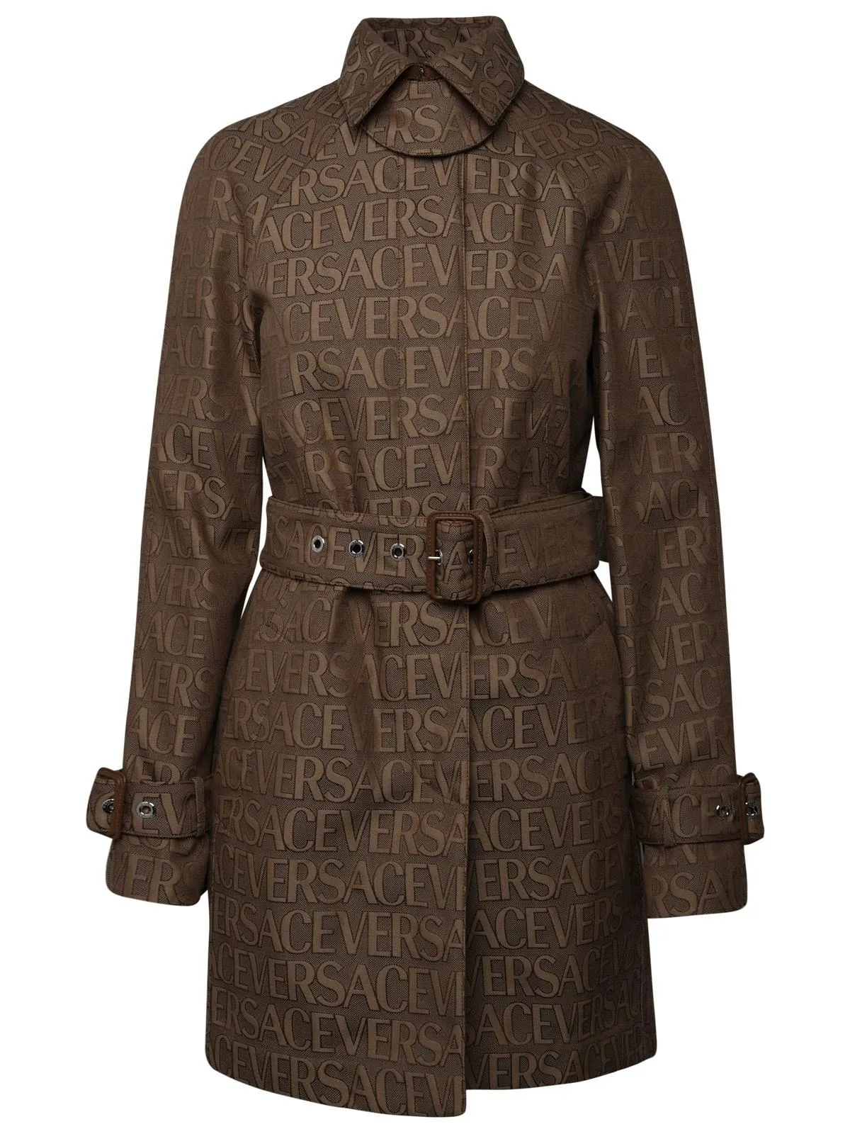 Versace Versace Brown Cotton Blend Trench Coat