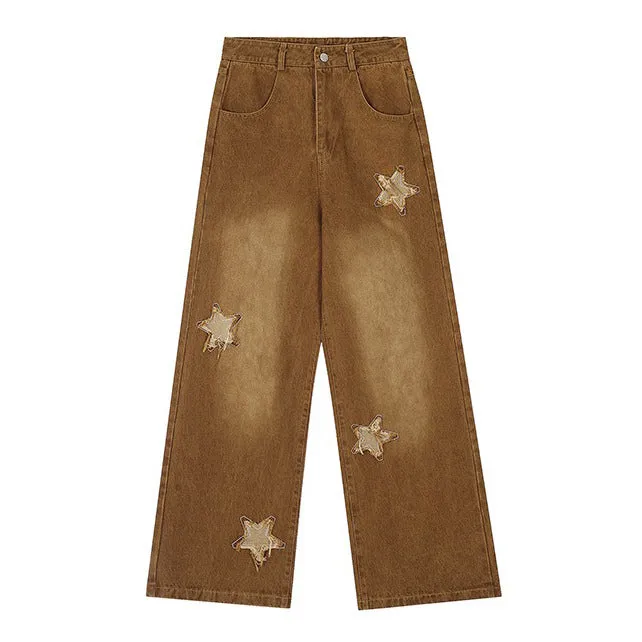 Vintage Style Star Patch Jeans