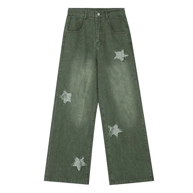 Vintage Style Star Patch Jeans